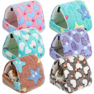 AceOrbit 6 Pcs Rat Hides Guinea Pig Bed Tunnel 7.9 Inch Washable Bird Bed Animal Cage Accessories Rat Bedding for Chinchilla Rabbit Hedgehogs Ferrets Hamster (Bright Color, Cute Patterns)