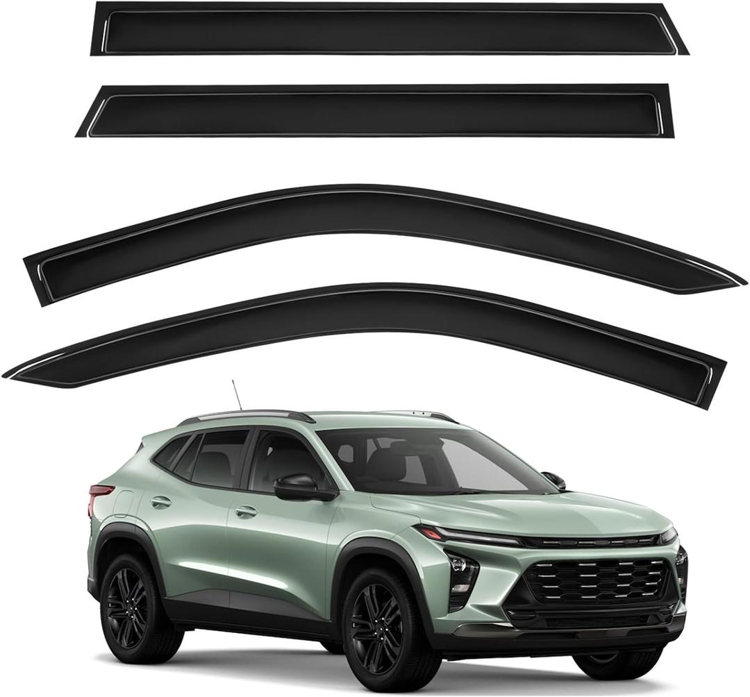 Tape-On Window Rain Guards for Chevy Trax 2024-2026, Side Window Deflectors Window Visor Rain Guards Vent Guard Shade Deflectors Compatible with Chevy Trax Accessories 2024-2026 (Smoked)