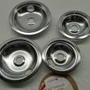 316048413 and 316048414 Stove Burner Drip Pans for Electric Stove Top - Perfectly Fit Frigidaire Kenmore Electric Range -Thickening to Prevent Bending and Rust - Include 2 x 6 in, 2 x 8 in (Chrome)