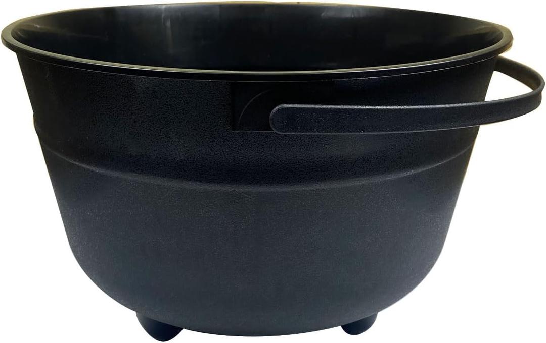 Large Halloween Black Cauldron 12.6" Plastic Witch Cauldron Candy Bowl Kettle, Pot and Bucket Trick or Treat Party Supplier Decorations, Black 