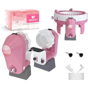 GEOCCI Electric Knitting Machine Adapter for Sentro 40-Needle and 48-Needle Round Knitting Machines (Pink)