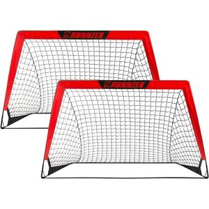 Kids Soccer Goal, Pop Up Soccer Goal Net for Backyard, Set of 2 with Portable Carrying Case (Red)