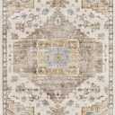 befbee 8x10 Area Rugs for Living Room, Stain Resistant Neutral Washable Rugs for Dining Rooms, Floral Vintage Non-Slip Thin Large Size Area Rug(Brown)