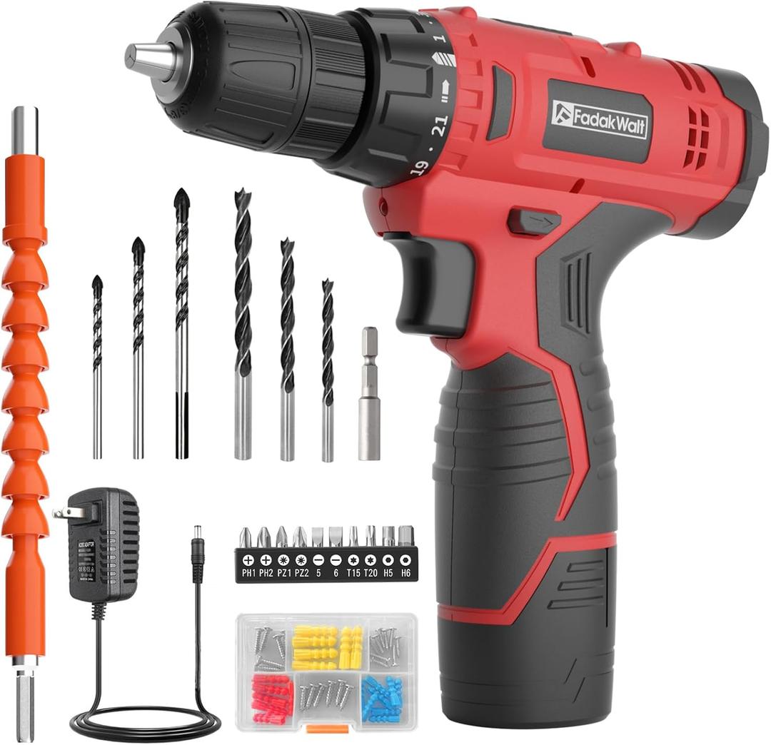 Fadakwalt Cordless Drill Set, 20V Electric Power Drill with Battery And Charger