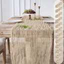 12 Pack Tan Beige Cheesecloth Table Runners, 120 Inch 10Ft Gauze Table Runner for Wedding Birthday Party Baby Shower Decorations