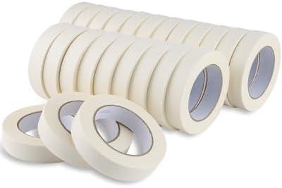 Lichamp Masking Tape 1 inch, 24 Pack General Purpose Beige White Masking Tape, 1 inch x 55 Yards x 24 Rolls (1320 Total Yards)