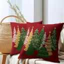 2 x Kawani Christmas Red Decorative Pillow Covers 18x18 Inch Set of 2 Christmas Tree Outdoor Throw Pillow Covers Winter Xmas Holiday Pillowcases Cushion Covers for Home Couch Christmas Decor