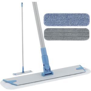 18'' Microfiber Mop for Floor Deep Cleaning, Extendable Long Handle with Aluminum Plate, Wet Mopping and Dry Dusting Chenille Pads Included Great for Hardwood, Laminate, Vinyl, Tile Cleaning