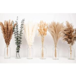 110 PCS of Boho Pampas Grass Decor, Naturally Dried Pompas, Bunny Tails Dried Flowers, and dried eucalyptus. Perfect for Weddings, Boho Party Decorations, and Table Decor.