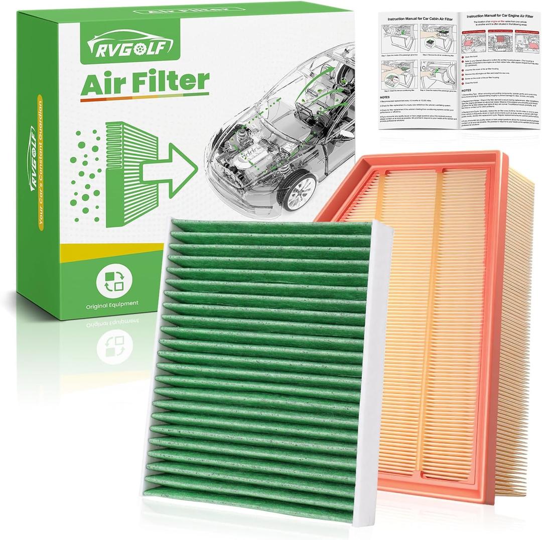 Engine+Cabin Air Filters Set Fit for Jeep Wrangler 2018-2025 2026, Jeep Gladiator 2020-2025 2026 Engine Air Filter Replacement AC Air Filter Kit Automotive Accessories# 68257030AA 68301863AA