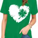 Womens St Patricks Day Shamrock T-Shirts Happy Go Lucky Shirts Irish Clover Tee Tops (Medium, Green2)