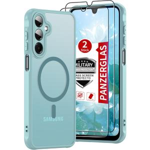Pilaru Magnetic for Galaxy A16 5g Case with Tempered Glass Screen Protector :(12FT Military Grade Drop Protection) Translucent Matte Slim Non Slip Anti Fingerprint Full Body for A16 Case Mint Green