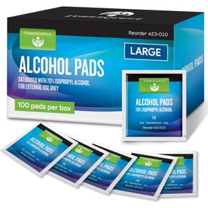 Alcohol Wipes Individually Wrapped - 100 Sterile Alcohol Prep Pads Saturated with 70% Isopropyl - Skin Prep Swabs for First Aid, Injections, Nails, and Medical Use - Large