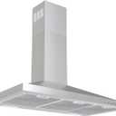 Tiesay Wall Mount Range Hood 36 inch with Ducted/Ductless Convertible Duct, Kitchen Hood Stainless Steel Chimney-Style Over Stove Vent Hood with LED Light, 3 Speed Exhaust Fan, 450 CFM