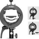 Godox S2 Speedlite Bracket for Bowens Mount, S-Type Holder Updated Version for Godox AD200Pro AD200 V1 V860II V860III V850II TT685II TT600 TT520II TT350 Speedlite Flash, Snoot Softbox with USB Light