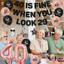 Roetyce 40th Birthday Decorations Women, Rose Gold 40 Is Fine When You Look 29 Banner Balloons Centerpieces Cake Topper, Pink 40th Birthday Party Supplies for Her, 40 Years Old Party Photo Backdrop