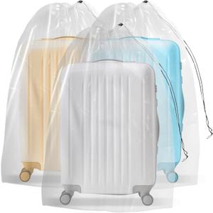 58x46 Inch Clear Drawstring Plastic Storage Bags, Extra Large Dustproof Waterproof Luggage Cover Bags, Reusable Suitcase Storage Bag Dust Covers for Travel Garage Household Organizer(3 Pack)