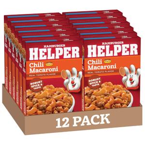 Hamburger Helper Chili Macaroni Pasta Meal (5.2 oz - 12 Pack) No Artificial Flavors, Ready in 3 Easy Steps, Quick Meals for Midweek Dinners, Busy Evenings & Families On-the-Go (EXP 10/15/26)