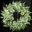 24 Inch Artificial Eucalyptus Wreath, Summer Fern Greenery Wreaths Front Door for All Year Round Indoor Outdoor Farmhouse Wedding Decor