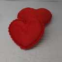 AELS Heart Shaped Pillow, Set of 2, Velvet Throw Pillows, Soft Velvet Love Pillows with Faux Fur Pom Poms, 20 & 16 Inches, Cute Valentines Day Decorations, Wedding Decor, Red