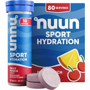 Nuun Sport Electrolyte Tablets with Magnesium, Calcium, Potassium, Chloride & Sodium, Gluten Free & Vegan, Fruit Punch, 8 Pack (80 Servings Total)