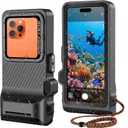 Diving Phone Case for iPhone 17 16 15 14 13 Pro Max Galaxy S25 S24 S23 Ultra, 50ft/15m Professional Waterproof Underwater Case with Real Touchscreen, Universal Camera Housing for Snorkeling (Black)