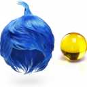 Chuangdi 2 Pcs Halloween Funny Movie Costume Accessories Set Joyful Short Blue Wigs Adult Costume Wigs with for Women Girls Halloween Cosplay Party