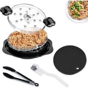 Chicken Shredder Tool Twist with Lid Durable Meat Shredder Non Slip Base Easy Clean Chicken Shredder for Pork Beef Vegetables Meal Prep Kitchen Tool