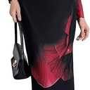 Milumia Women's Tie Dye Mesh Bodycon Dresses Floral Long Sleeve Maxi Dresses XS