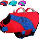 Fragralley Dog Life Jacket with High Buoyancy, Reflective Strips, Rescue Handle, Adjustable Fit, Quick Release Buckles, Tear-Resistant Nylon, Swim Life Vest for Small Medium Large Dogs (RED(Spider Web))