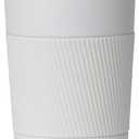 Dominica 18 oz Travel Coffee Mug - Double Wall Vacuum Insulated Stainless Steel Tumbler with Flip Lid, Leak-Proof Coffee Cup with Non-Slip Silicone Base, Hot & Cold Drink Container (White)