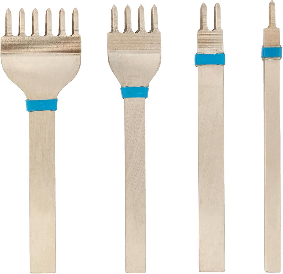 Weaver Leather Supply Diamond Leather Stitching Chisel Set, Precise 5mm Hole Punch, Color-Coded Hole Punch Set for Hand Sewing and Saddle Stitching