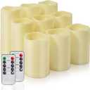 Homemory 9 Pack Flameless Candles, Outdoor Waterproof, Battery Operated LED Pillar Candles with Remote Control and Timer, Plastic, Long Lasting
