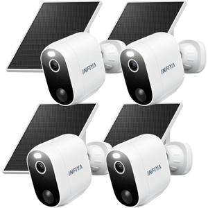 INFIYA Security Cameras Wireless Outdoor-Solar & Battery Powered 2K 2.4G Cameras for Home Security, Instant Alert, AI Human Detection, Color Night Vision, 2-Way Talk, SD Storage, Work with Alexa, Z1 4P