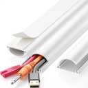 Delamu 42.5'' TV Cord Hider Kit, Wall Mounted Cable Cover Hides 2-3 Wires, Paintable Cord Management Cover for Home Decoration, 1.57'' W X 0.59'' H, White (Large)