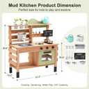 OLLIKIVI Outdoor Play Kitchen for Kids | Wooden Mud Kitchen Set with Removable Sink, Planting Area, Oven, Stove, Dual-Sided Chalkboard & Storage | Backyard Pretend Toy | Ages 3+, 35.62 x 13.18 x 31.29 inches