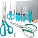 Fabric Scissors Tailor Sewing Shears Threading Needle Tools Kit 10 Inch Heady Duty Scissors Set for Fabric Cutting Professional Extremely Sharp Cloth Scissor Multipurpose Dressmaker (Blue)