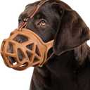BARKLESS Dog Muzzle, Basket Muzzle for Biting, Chewing and Scavenging, Humane Cage Mouth Cover, Perfect for Grooming and Training Large Aggressive Reactive Dogs (L, Brown)
