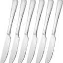 Stainless Steel Butter Knife, Set of 6 Dinner Knife, Suitable for Daily Use, Parties and Outdoor Dining,Dishwasher Safe (6)