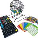 Yuanhe Jumbo Bingo Game Set - 11 Inch Tall Metal Cage with Calling Board, 7/8" Bingo Balls, 500 Bingo Chips,100 Bingo Cards for Large Group Games