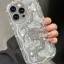 Toycamp for iPhone 15 Pro Max Case Cute - Women Girly Girls Glitter Phone Cover 15 ProMax Kawaii Sparkle Bling Shine Aesthetic Pretty Unique Wave Design Funda for Apple 15 Pro Max, Clear Butterfly