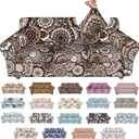 Stretch Couch Covers for 3 Cushion Couch,4-Piece Floral Sofa Covers Couch Slipcovers with Elastic Bottom,Furniture Protector for Living Room with Kids and Pets(Sofa Covers) (A-round Flower+brown Texture)