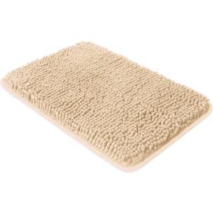 Yeaban Small Bathroom Rugs 12"x18"  Thick Chenille Bath Mats | Absorbent and Washable Bath Rug Non-Slip, Plush and Soft Rugs for Bathroom, Shower, Sink(Ivory Cream)