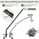 Kingsyard Heavy Duty Deck Hook, 27"-39" Adjustable Metal Deck Railing Hooks for Hanging Bird Feeders, Planters, Suet Baskets, Lanterns, Wind Chimes, Clamp Mounted