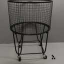 CosmoLiving by Cosmopolitan Metal Storage Cart Deep Set Rolling Mesh Laundry Basket , 18" x 18" x 24", Black (17" x 17" x 25")