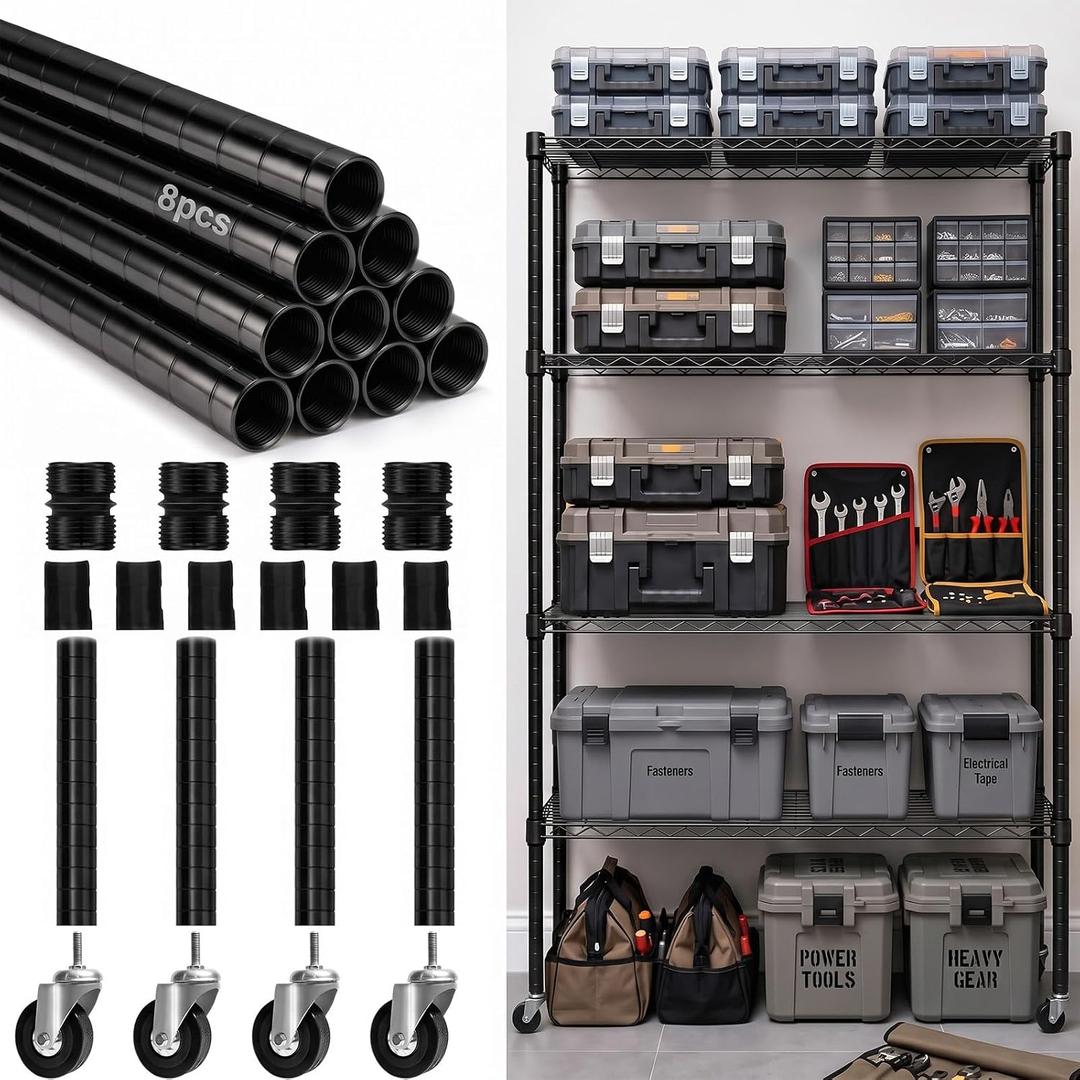 Thyle 4 Pack 36''Wire Shelving Poles, Rack Posts Replacement,Black