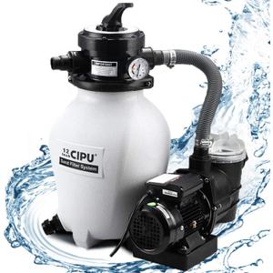 CIPU 12-inch Sand Filter Pump System Handy 4-Way Valve for Above Ground Swimming Pools with Prefilter Pool Pump 115V 6-Foot Cord to Easy Installation SFPS12501