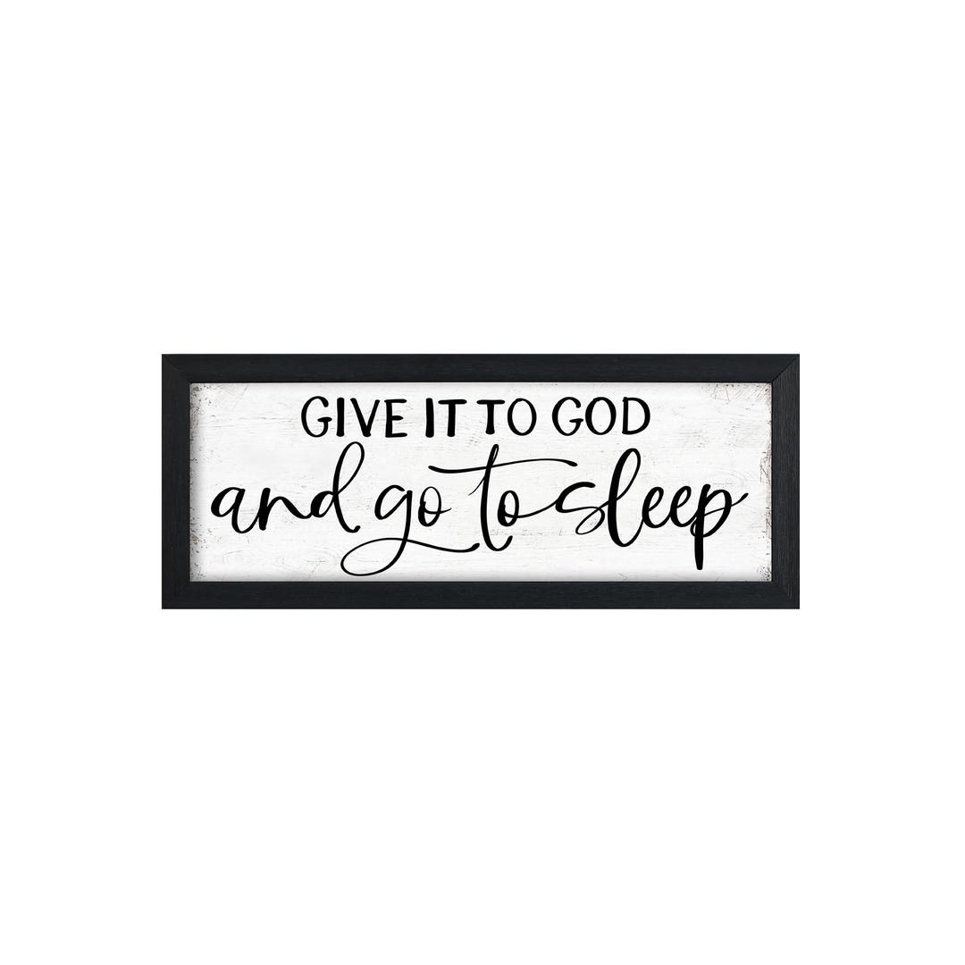 Give It to God and Go to Sleep Sign - Above Bed Wall Decor, 40'' x 12'' Large Farmhouse Bedroom Decor, Wood Guest Room Decor, Framed Wall Art, Rustic Master Bedroom Essentials (Black) Give It to God and Go to Sleep Sign - Above Bed Wall Decor, 40'' x 12'' Large Farmhouse Bedroom Decor, Wood Guest Room Decor, Framed Wall Art, Rustic Master Bedroom Essentials (Black)