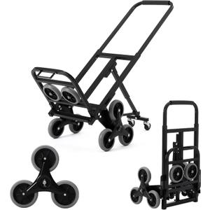 Stair Climbing Cart, 330 LB Climber Hand Truck with Adjustable Handle, Portable Folding Cart for Stairs, Stair Climbing Dolly Hand Carts with 10 Wheels for Shopping, Moving, Office Use