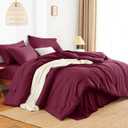 HIMEET Full Size Comforter Sets - 7 Pieces Bed in a Bag Full, Luxury Comforter Set with Sheets for All Season, Bed Set with Comforter, Flat Sheet, Fitted Sheet, Pillowcases & Shams, Burgundy
